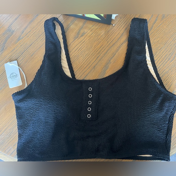 Black Bikini Ribbed Top - Picture 2 of 6